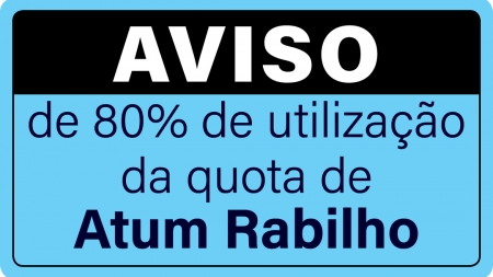 Aviso de utilização de 80% da quota de atum Rabilho