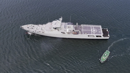 Novo navio patrulha oceânico faz provas de mar com sucesso